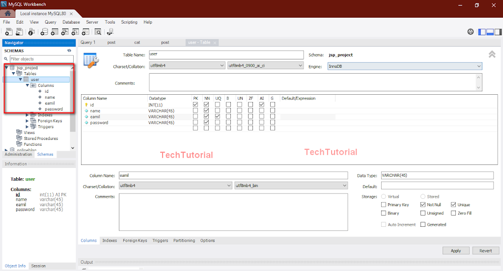 database creation in mysql workbench